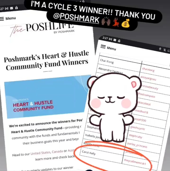 Other - Thank you, Poshmark! I am a Poshmark Heart & Hustle Community Fund Winner!